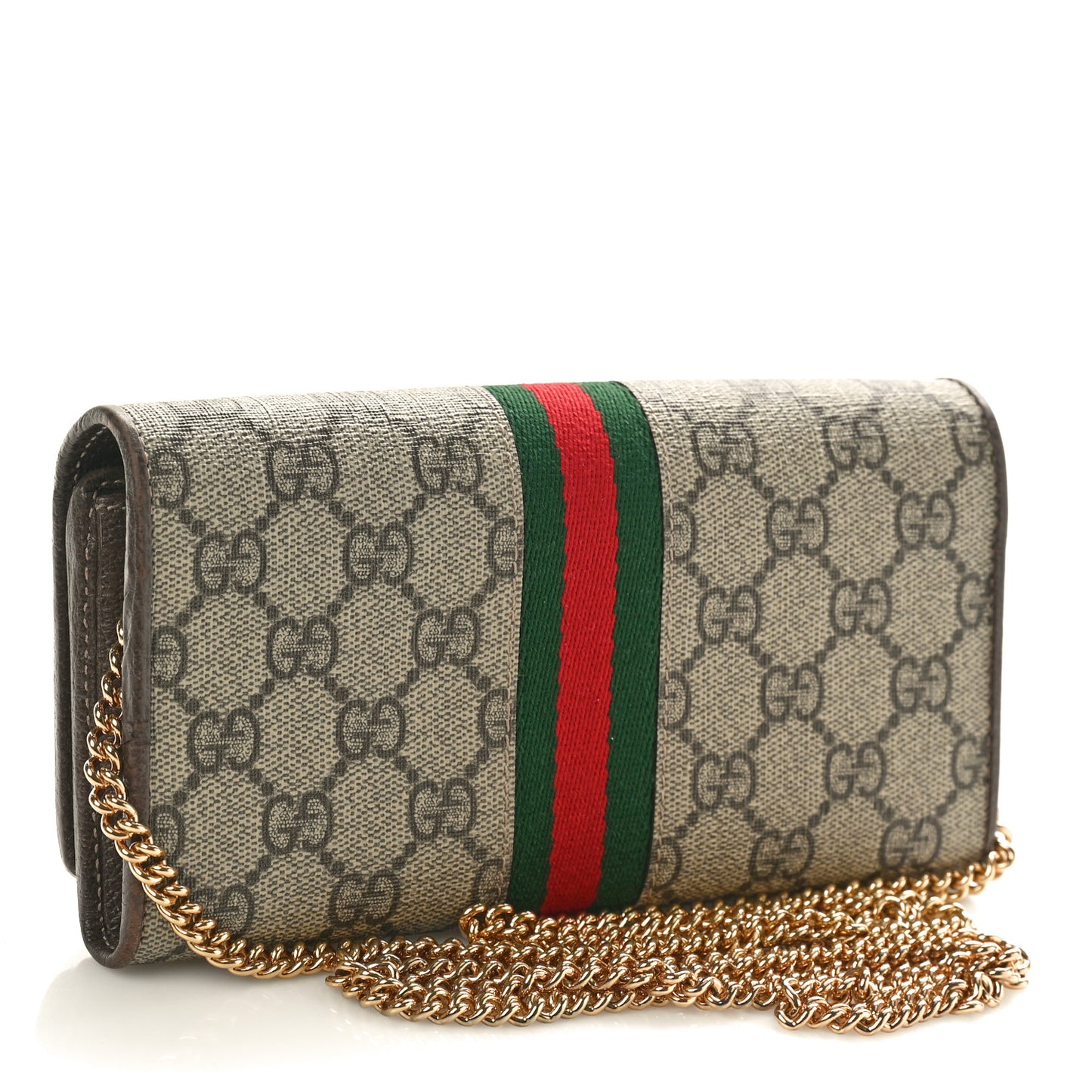 GG Supreme Monogram Web Ophidia Wallet On Chain Brown