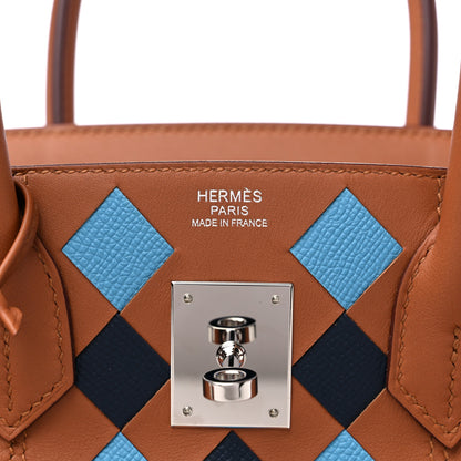 Hermes Swift Epsom Tressage Birkin 30 Gold Bleu de Nord Bleu Indigo 6 of 9
