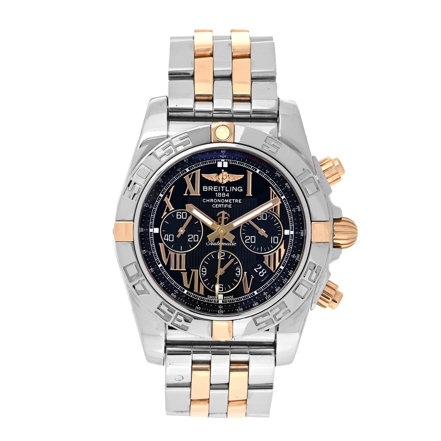 Stainless Steel 18K Yellow Gold 44mm Chronomat Automatic Watch Black IB0110