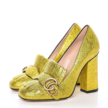 Gucci Galassia GG Marmont Fringe 105mm Loafer Pumps 34.5 Mimosa 3 of 8