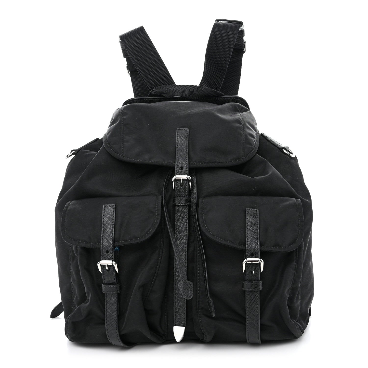 Prada Nylon Vela Saffiano Medium Backpack Black 1 of 12