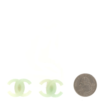 Chanel CC Resin Clip On Earrings Light Green 2 of 4