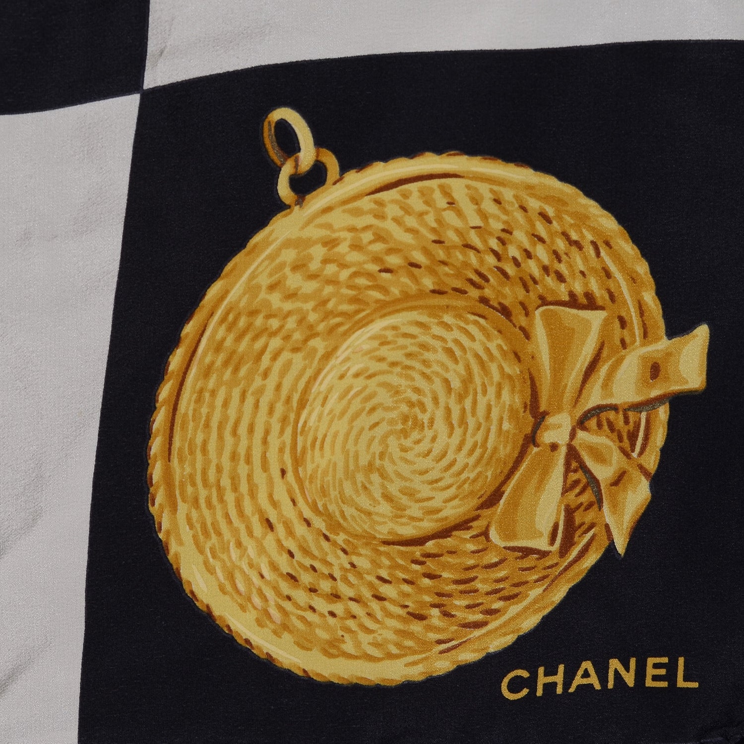 Chanel Silk Iconic Charms Scarf Black White Gold 5 of 7