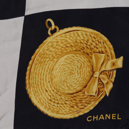 Chanel Silk Iconic Charms Scarf Black White Gold 5 of 7