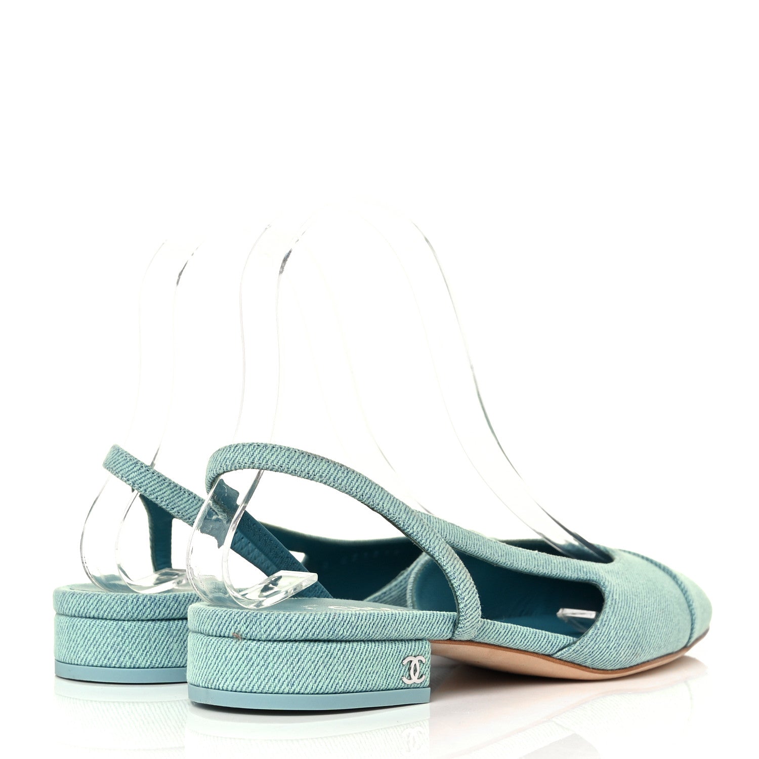 Chanel Denim Cap Toe CC Slingback Flats 36 Blue 8 of 18