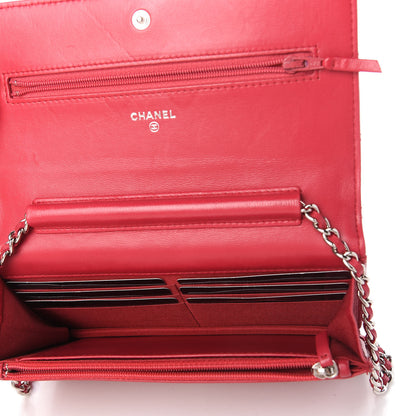 Chanel Calfskin Diamond Stitch Wallet On Chain WOC Fuchsia 5 of 12