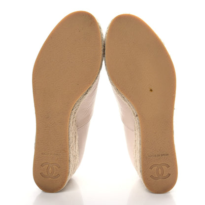 Chanel Lambskin Suede CC Espadrille Wedges 40 Beige Black 5 of 9