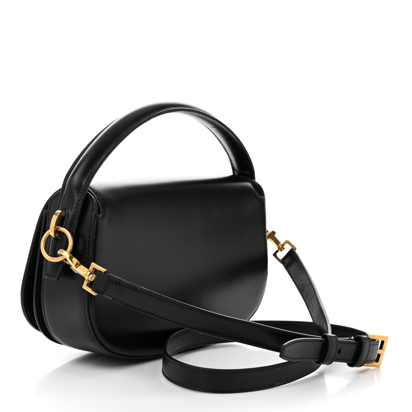 Box Calfskin Voltaire Top Handle Crossbody Bag Black
