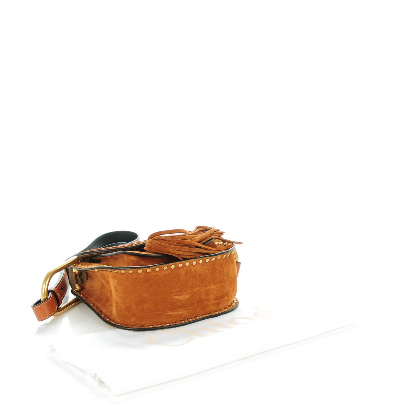 Suede Calfskin Braided Mini Hudson Shoulder Bag Caramel