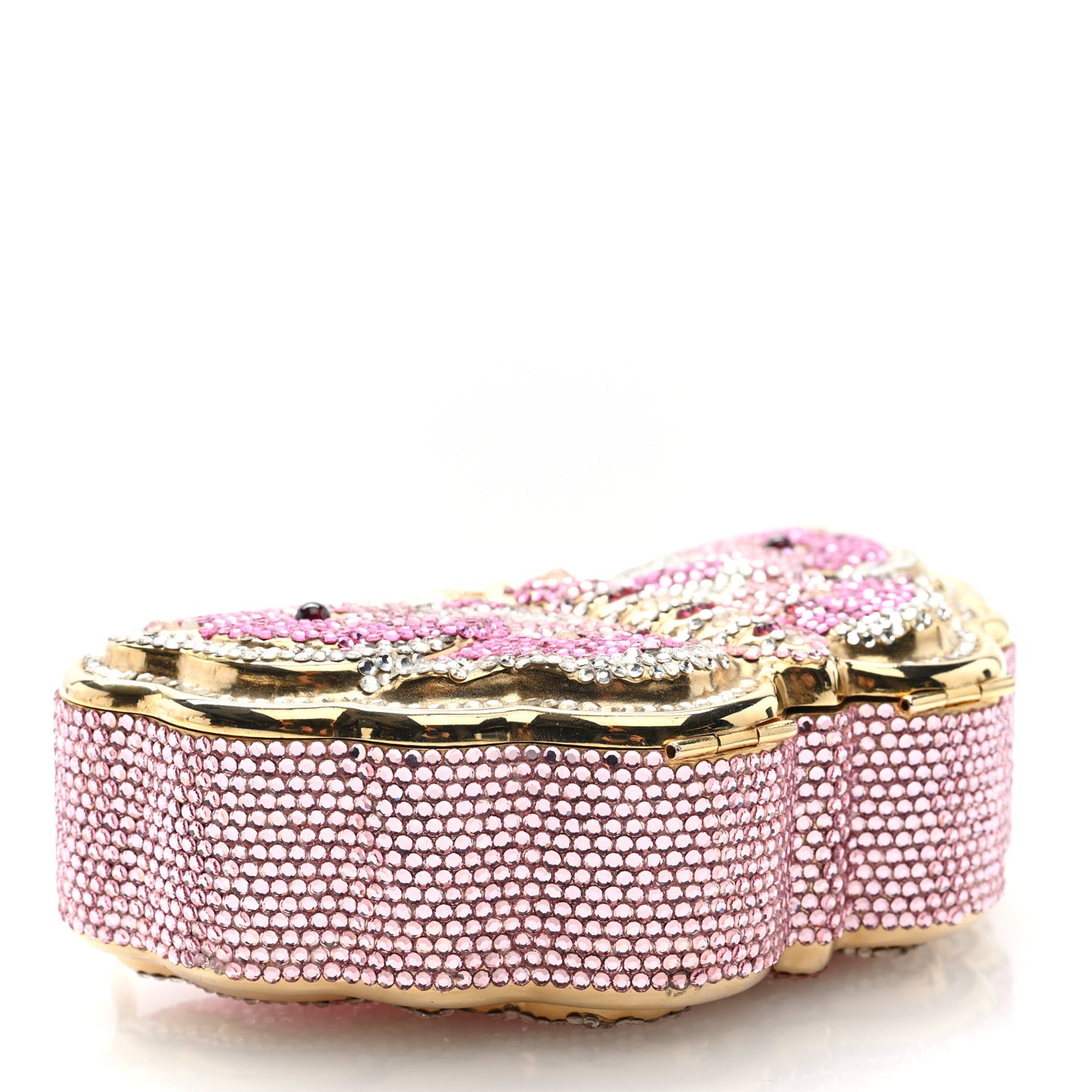 Crystal Butterfly Celestrina Minaudiere Clutch Gold Pink