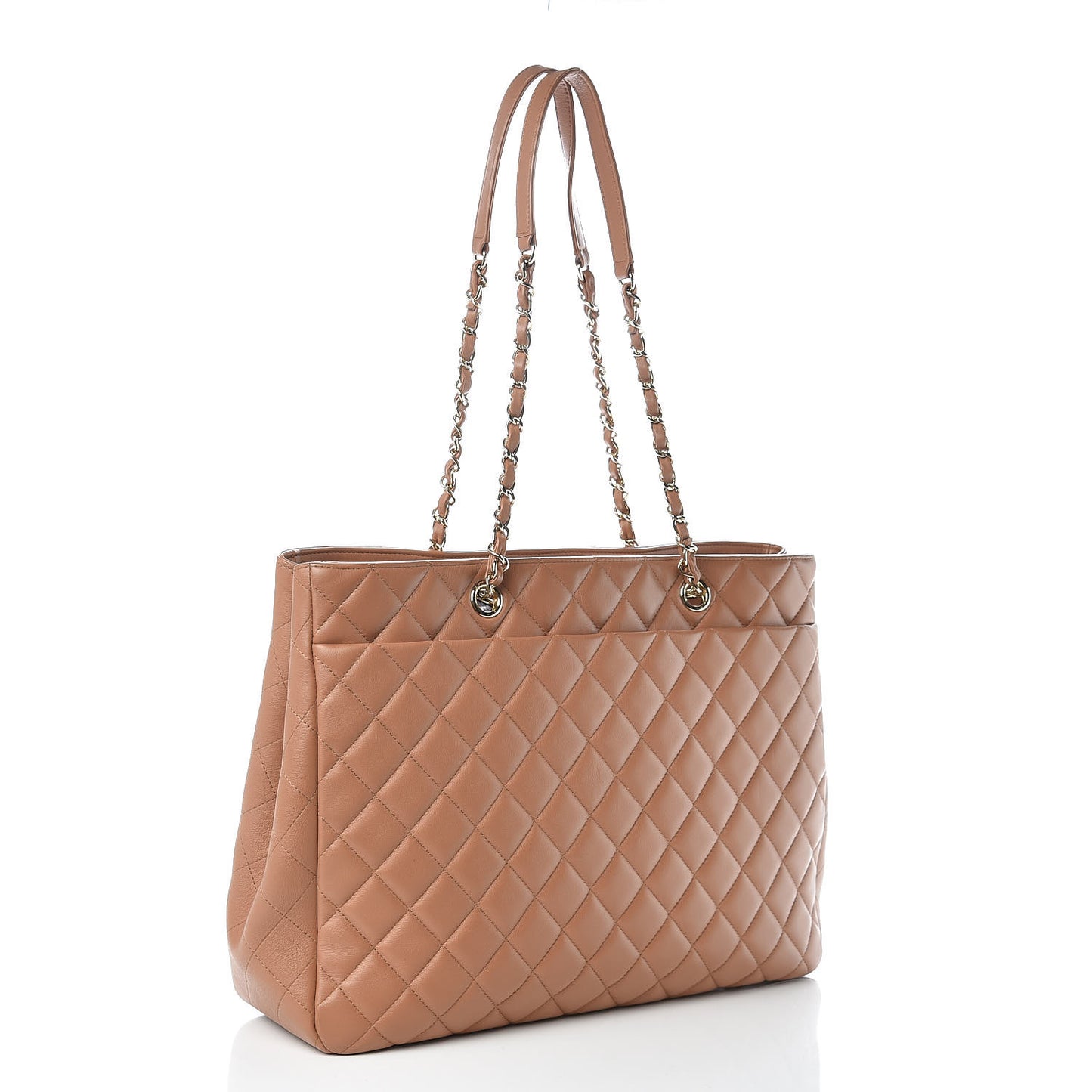 Calfskin Quilted Timeless Tote Beige