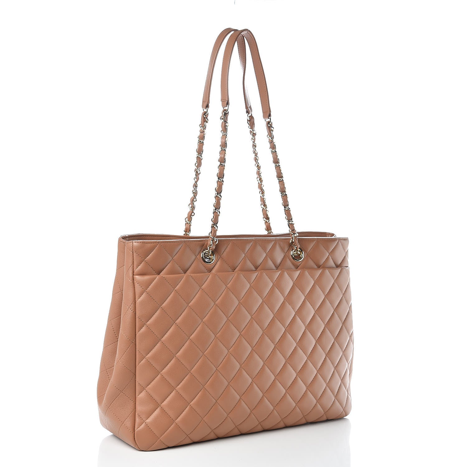 Chanel Calfskin Quilted Timeless Tote Beige 3 of 10