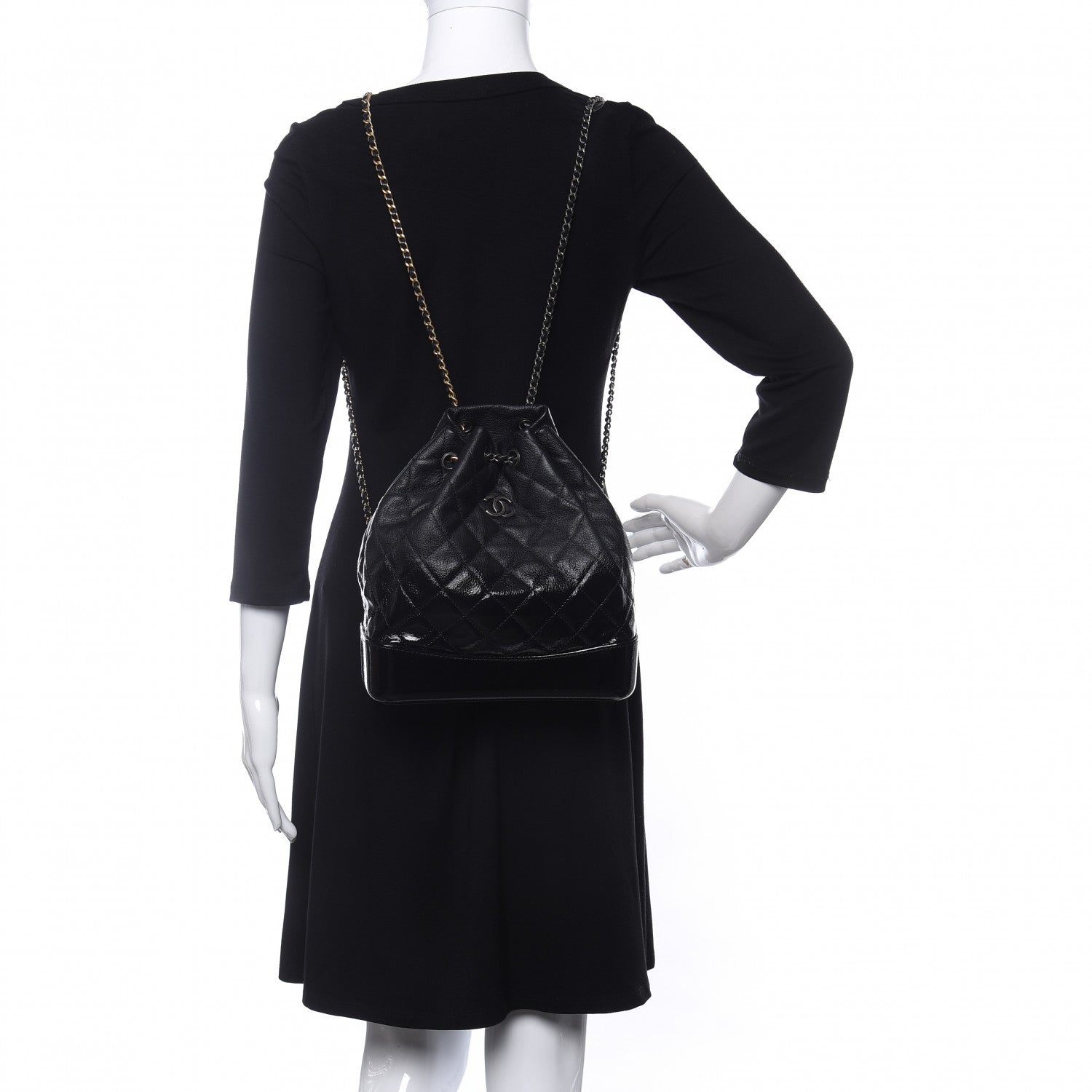 Chanel Aged Calfskin Quilted Gabrielle Backpack Black 2 of 10