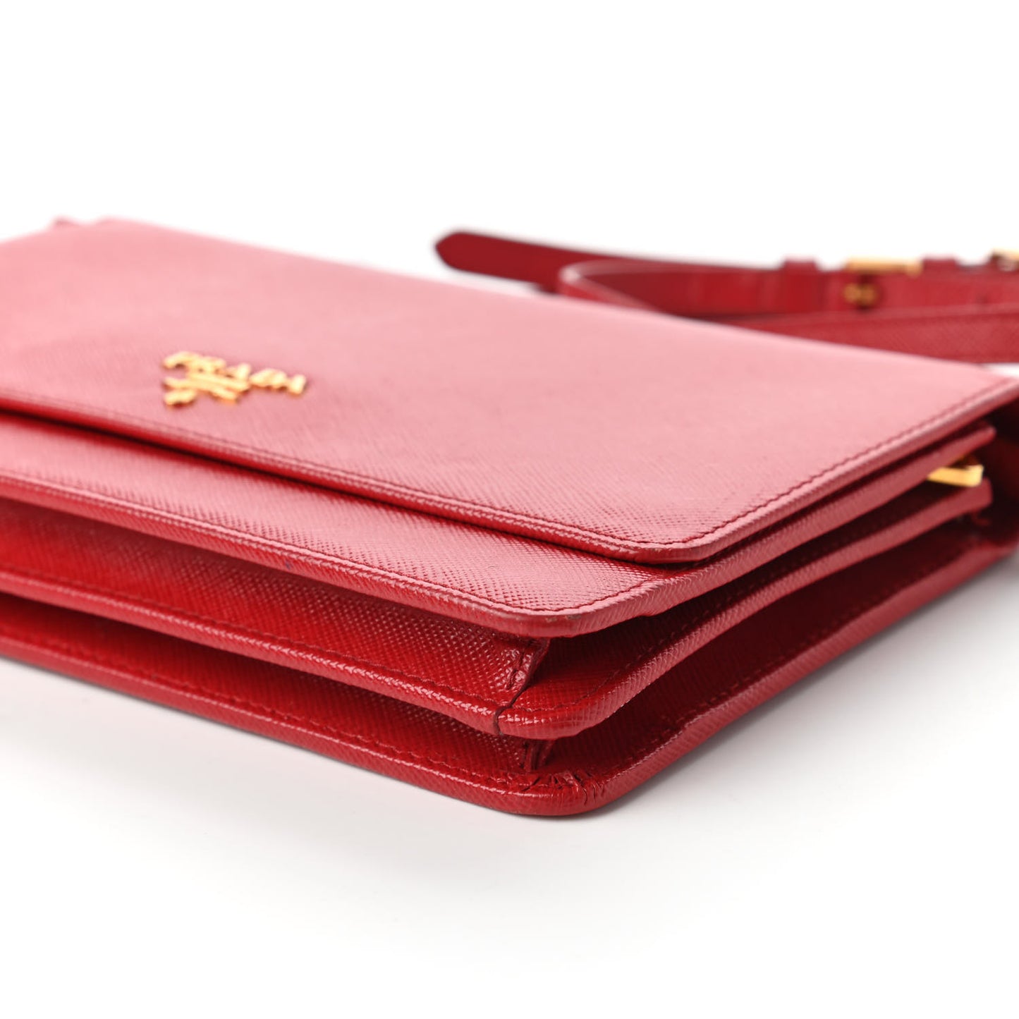 Saffiano Metal Mini Crossbody Wallet Rosso