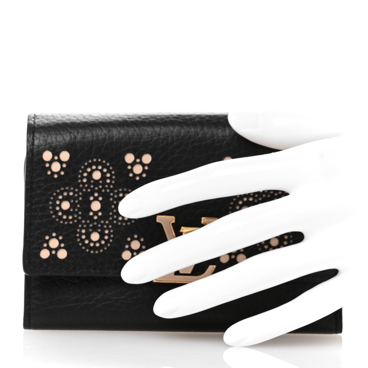 Louis Vuitton Taurillon Perforated Capucines Compact Wallet Black 2 of 9