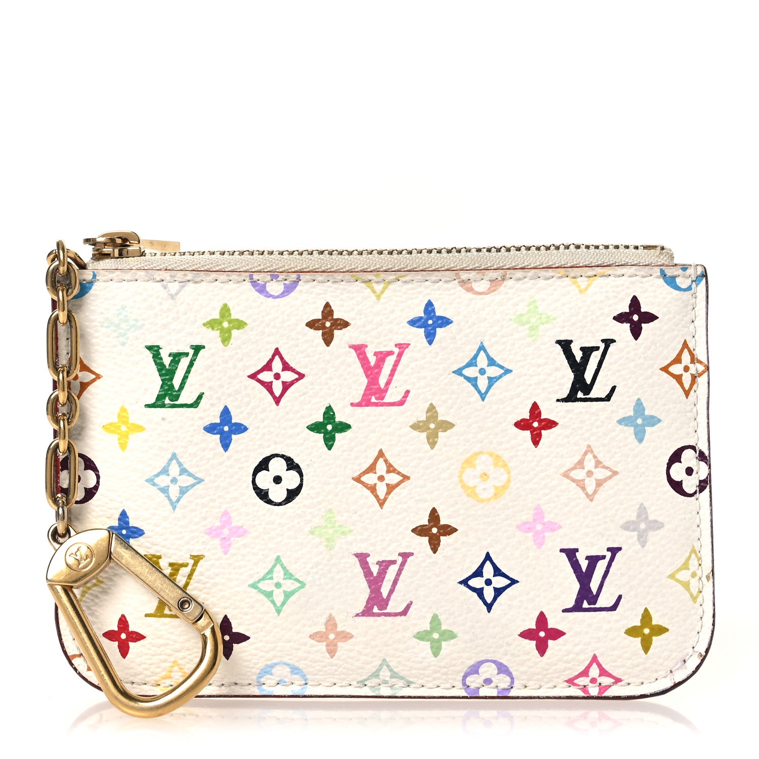 Louis Vuitton Monogram Multicolor Key Pouch White Litchi 3 of 11
