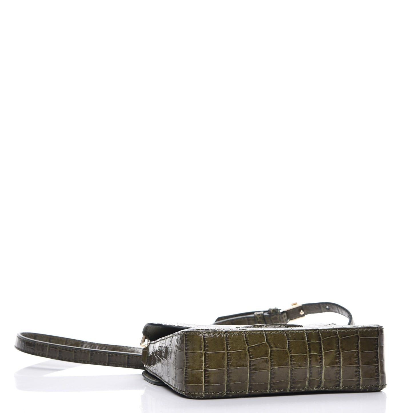 Calfskin Crocodile Embossed Mini Nobile Shoulder Bag Khaki