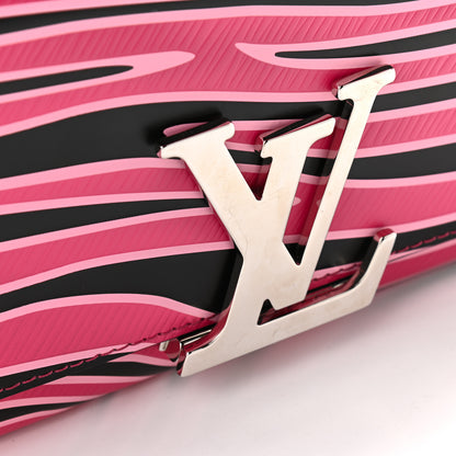 Louis Vuitton Calfskin Embossed Chain Louise MM Fuchsia Black 4 of 12