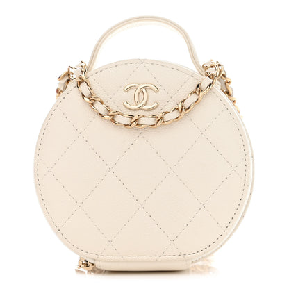 Chanel Caviar Quilted Round Handle With Care Vanity With Chain White 1 of 11