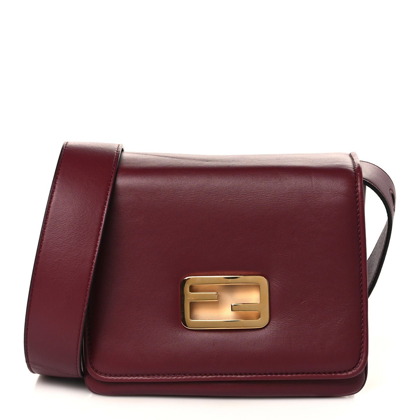 Shiny Nappa Small ID Shoulder Bag Rosso Scuro Papiro Ghiaia