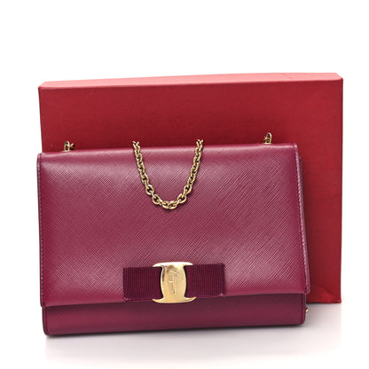 Salvatore Ferragamo Hammered Calfskin Mini Miss Vara Bow Chain Bag Sangria 11 of 11