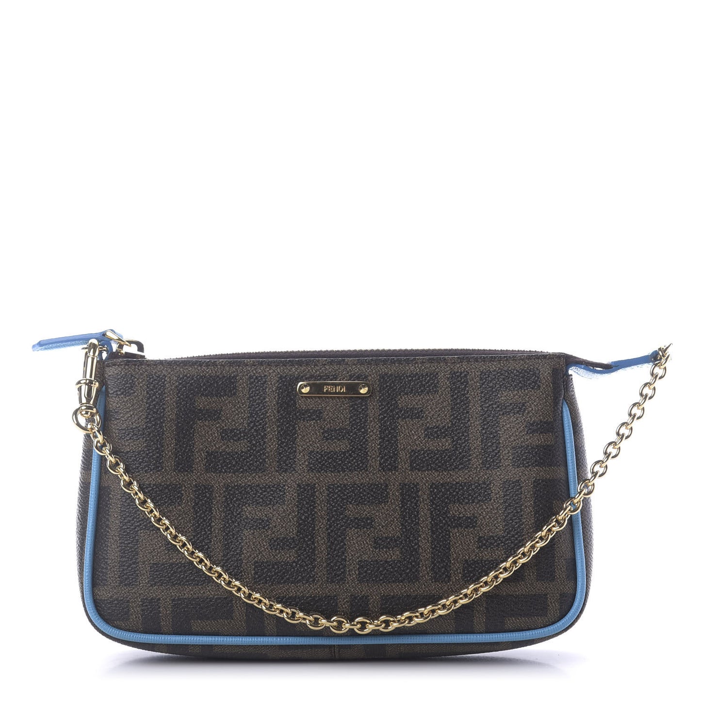 Zucca Spalmati Vitello Elite Pochette Tobacco Turchese