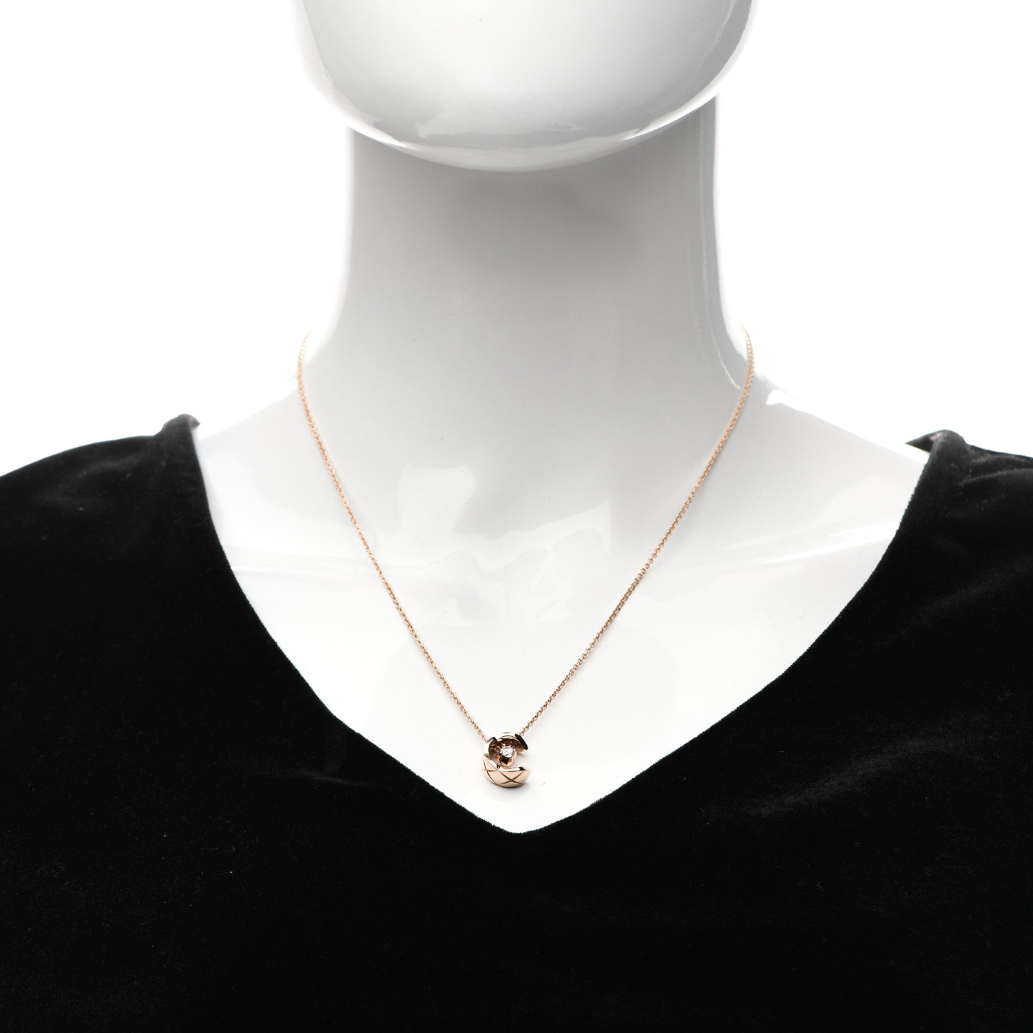 Chanel 18K Beige Gold Diamond Coco Crush C Necklace 2 of 5
