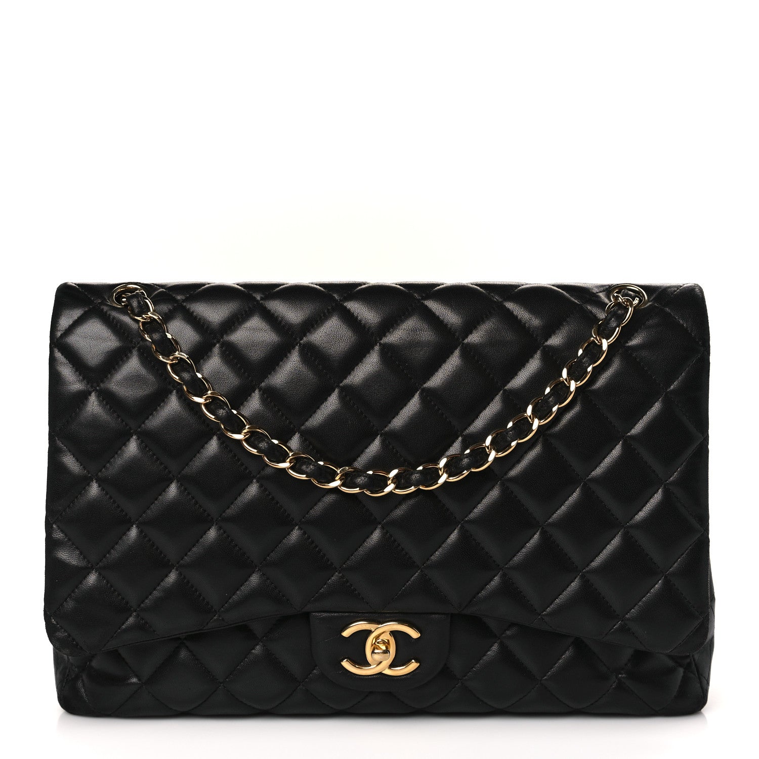 Chanel Lambskin Quilted Maxi Double Flap Black 1 of 11