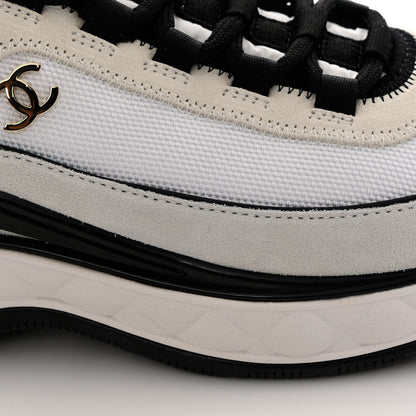 Chanel Velvet Calfskin Mixed Fibers CC Sneakers 37.5 Ivory Black 10 of 11