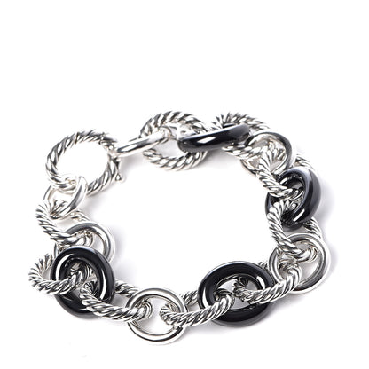 David Yurman Sterling Silver Ceramic 13mm Large Oval Link Bracelet Black 1 of 5