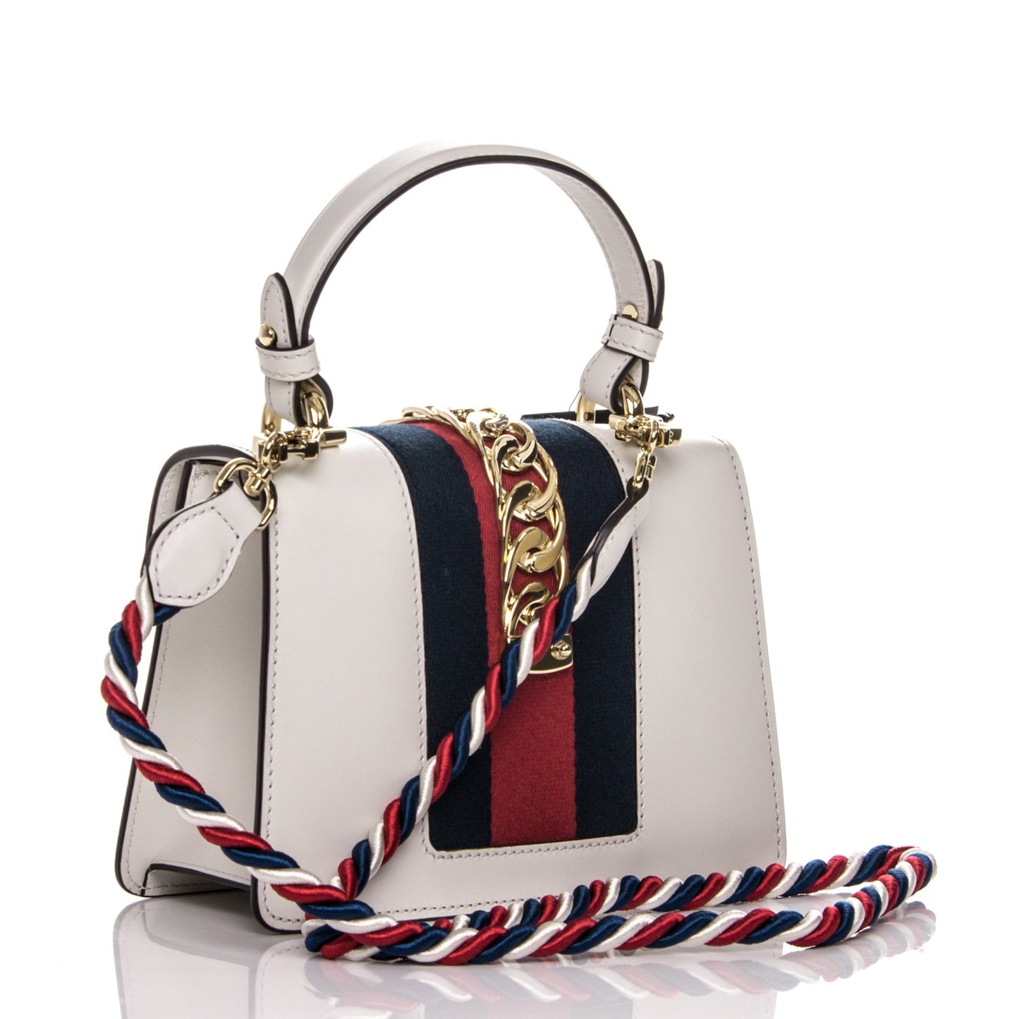 Calfskin Mini Sylvie Top Handle Bag White