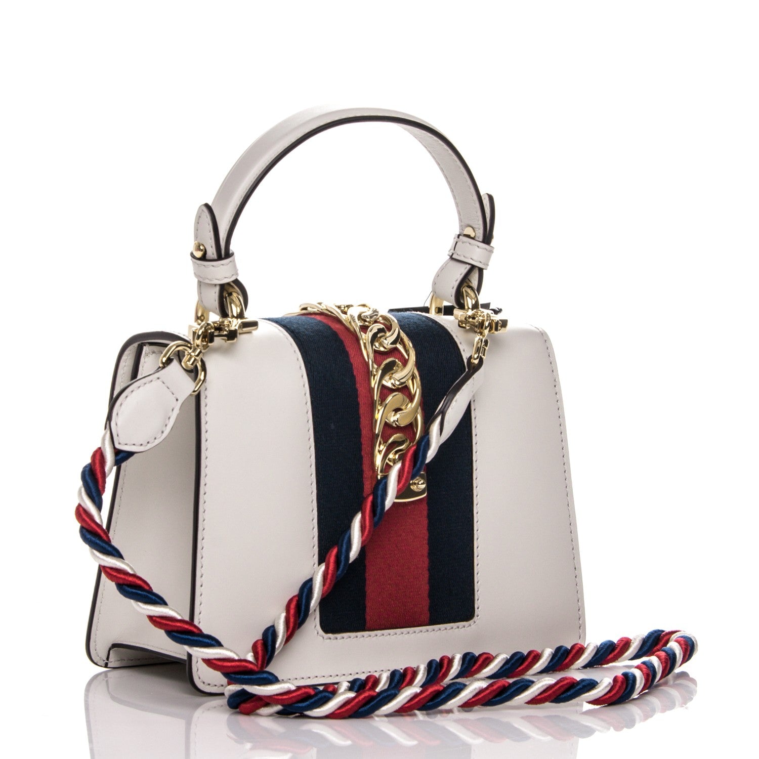 Gucci Calfskin Mini Sylvie Top Handle Bag White 3 of 7