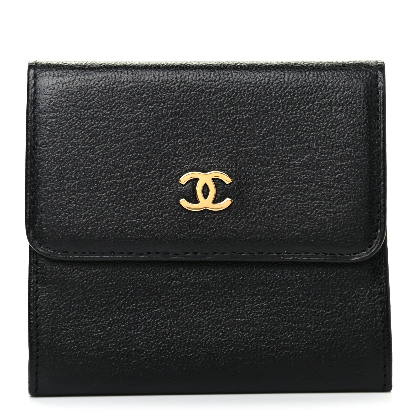 Goatskin Compact Double Sided Wallet Black