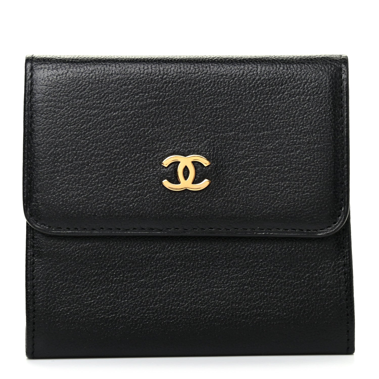 Chanel Goatskin Compact Double Sided Wallet Black 1 of 10