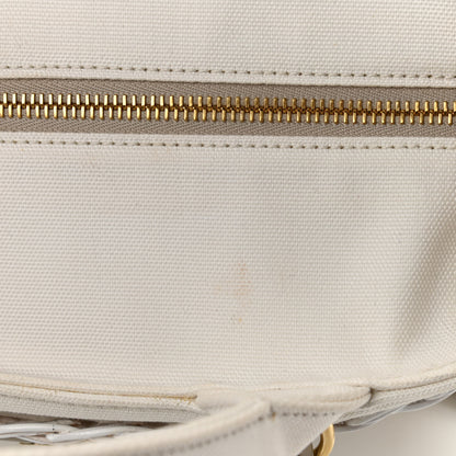Prada Wicker Canvas Shoulder Bag White 41 of 41