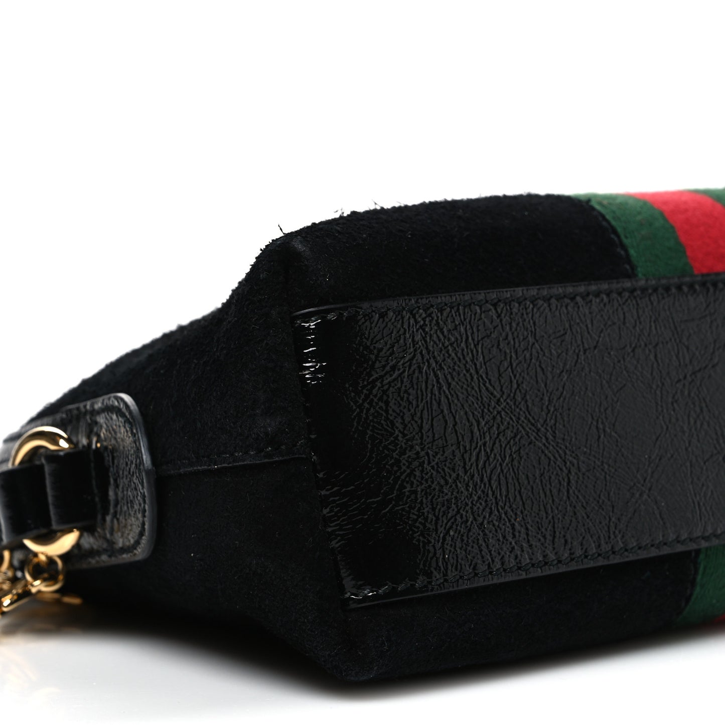 Suede Patent Web GG Small Ophidia Dome Shoulder Bag Black
