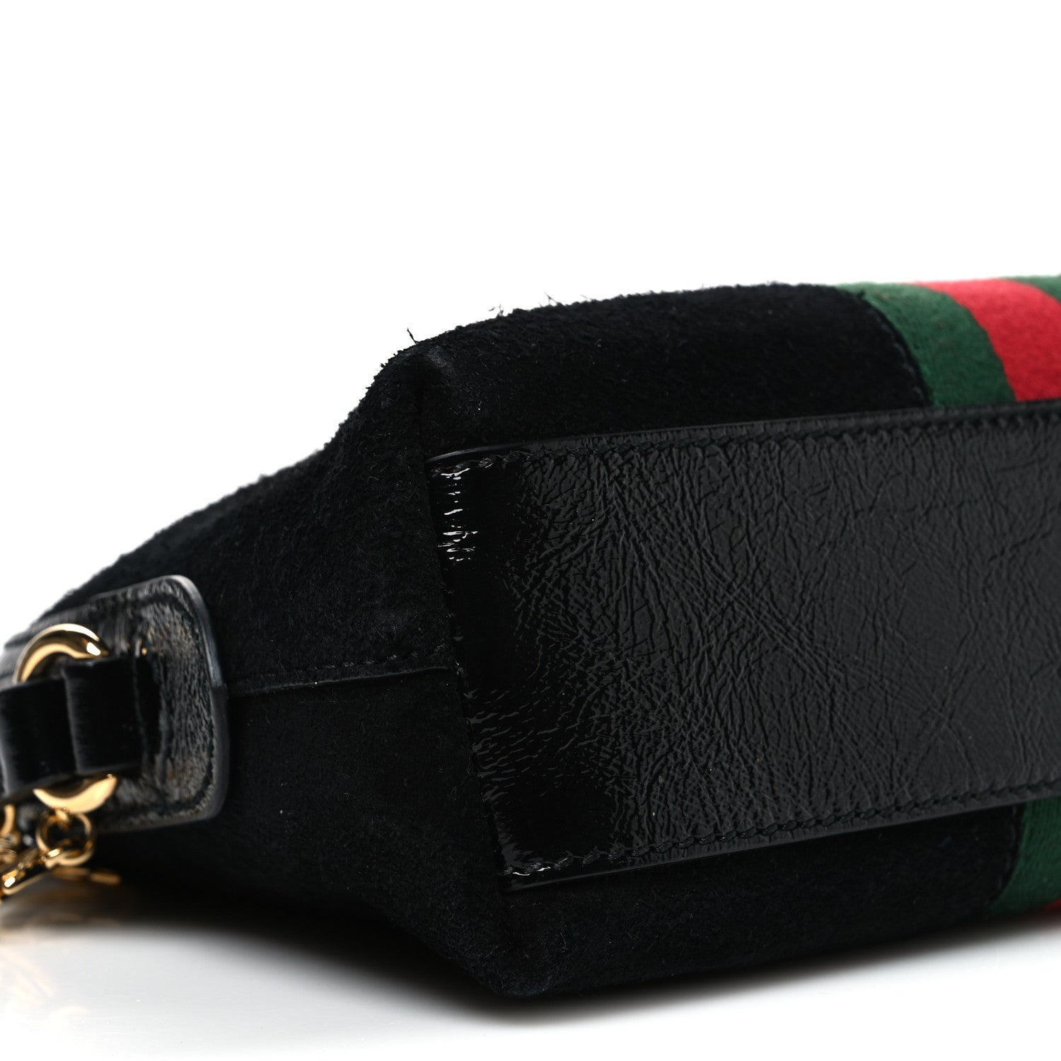 Gucci Suede Patent Web GG Small Ophidia Dome Shoulder Bag Black 9 of 10