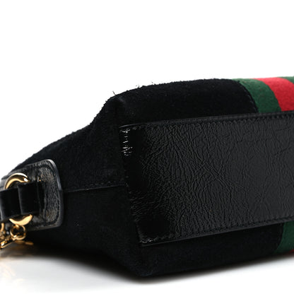 Gucci Suede Patent Web GG Small Ophidia Dome Shoulder Bag Black 9 of 10