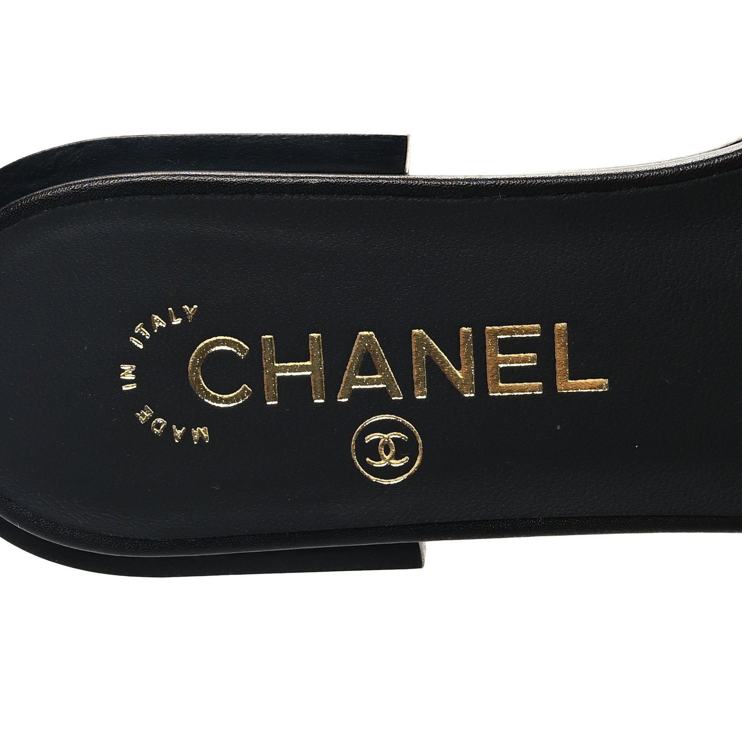 Shiny Calfskin CC Mules 36.5 Black