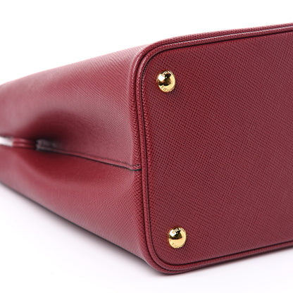 Prada Saffiano Cuir Small Double Bag Cherry Black 8 of 10