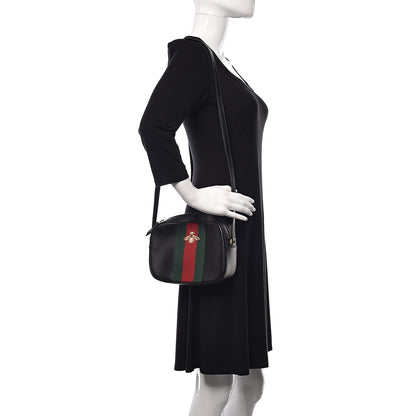 Gucci Calfskin Web Small Webby Bee Shoulder Bag Black 2 of 11