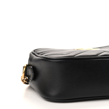 Gucci Calfskin Matelasse Mini GG Marmont Chain Shoulder Bag Black 8 of 9