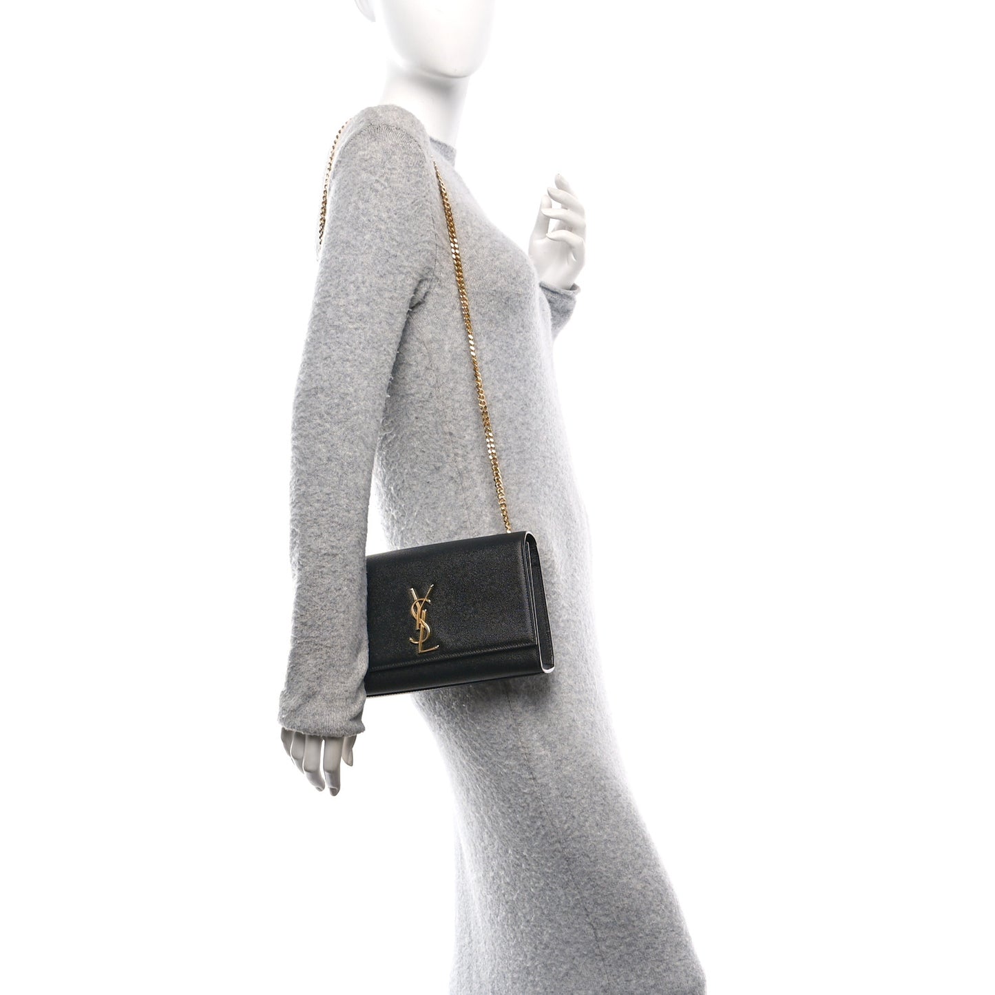 Grain De Poudre Medium Classic Monogram Kate Satchel Black