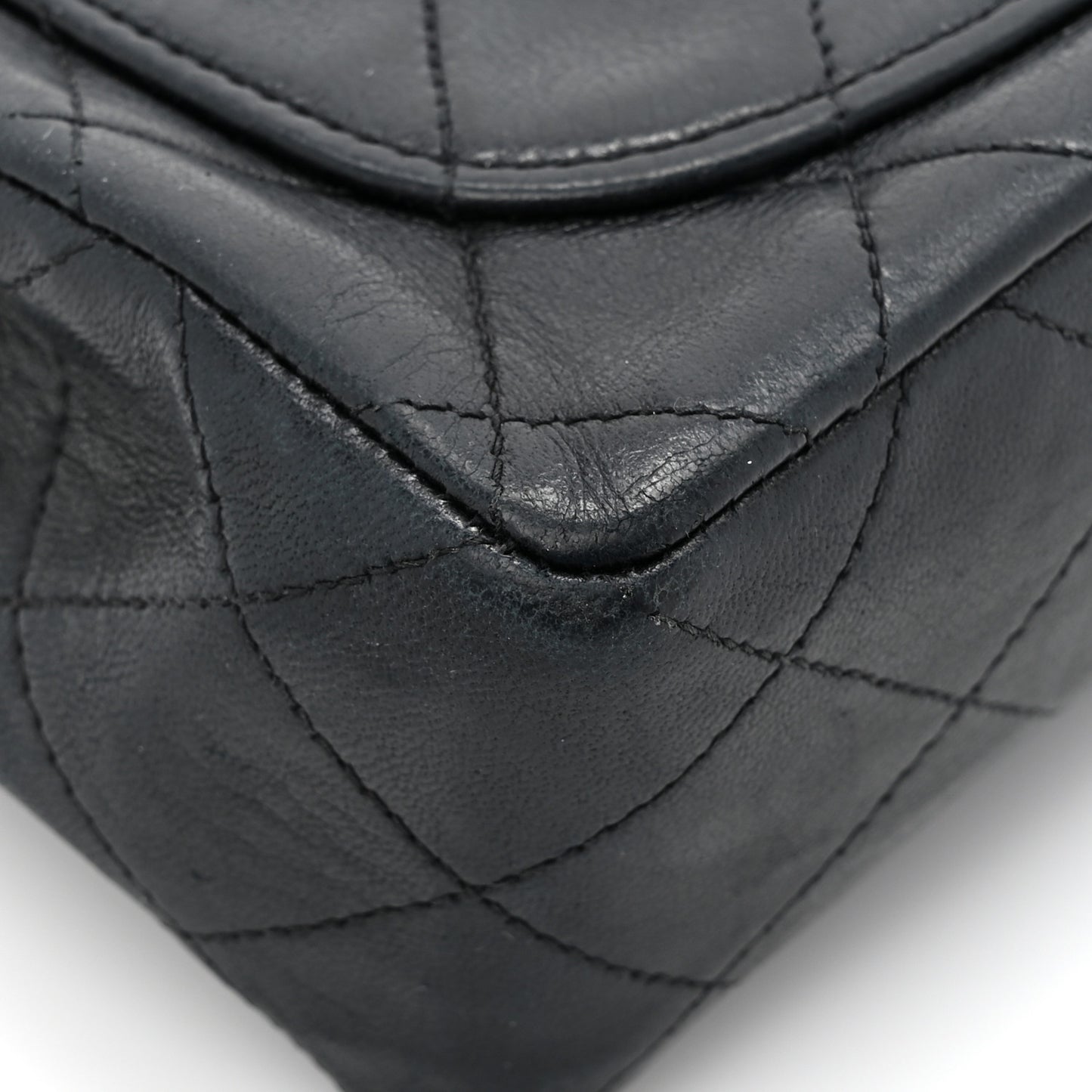 Lambskin Quilted Mini Square Flap Bag Black