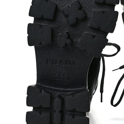 Prada Spazzolato Rois Nylon Metal Triangle Logo Monolith Pouch Pocket 55mm Boots 40 Black 7 of 9
