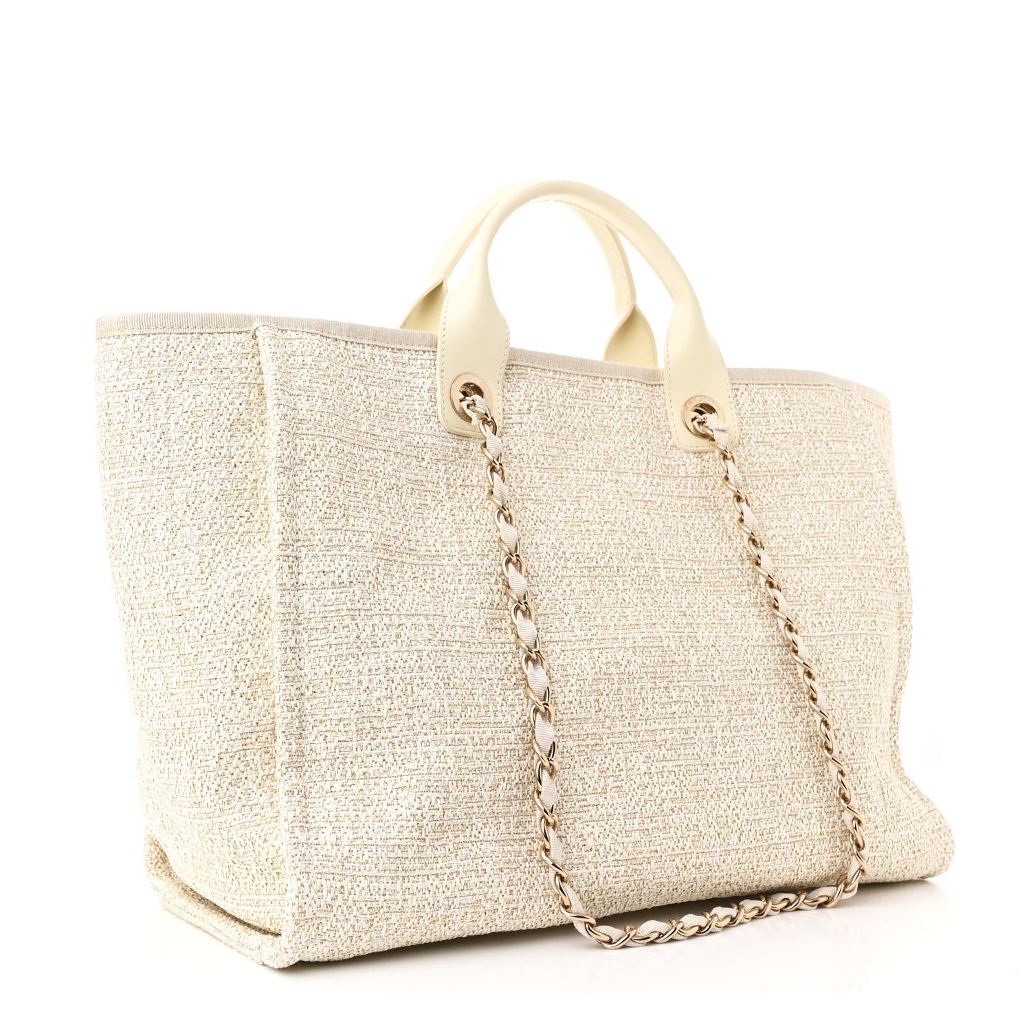 Chanel Canvas Large Deauville Tote Ivory 3 of 11