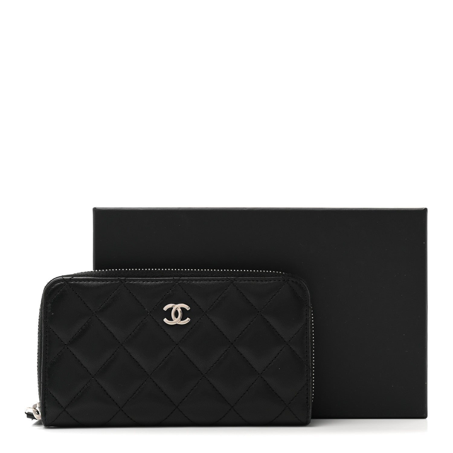 Chanel Lambskin Quilted Medium Zip Around Wallet Black 11 of 11