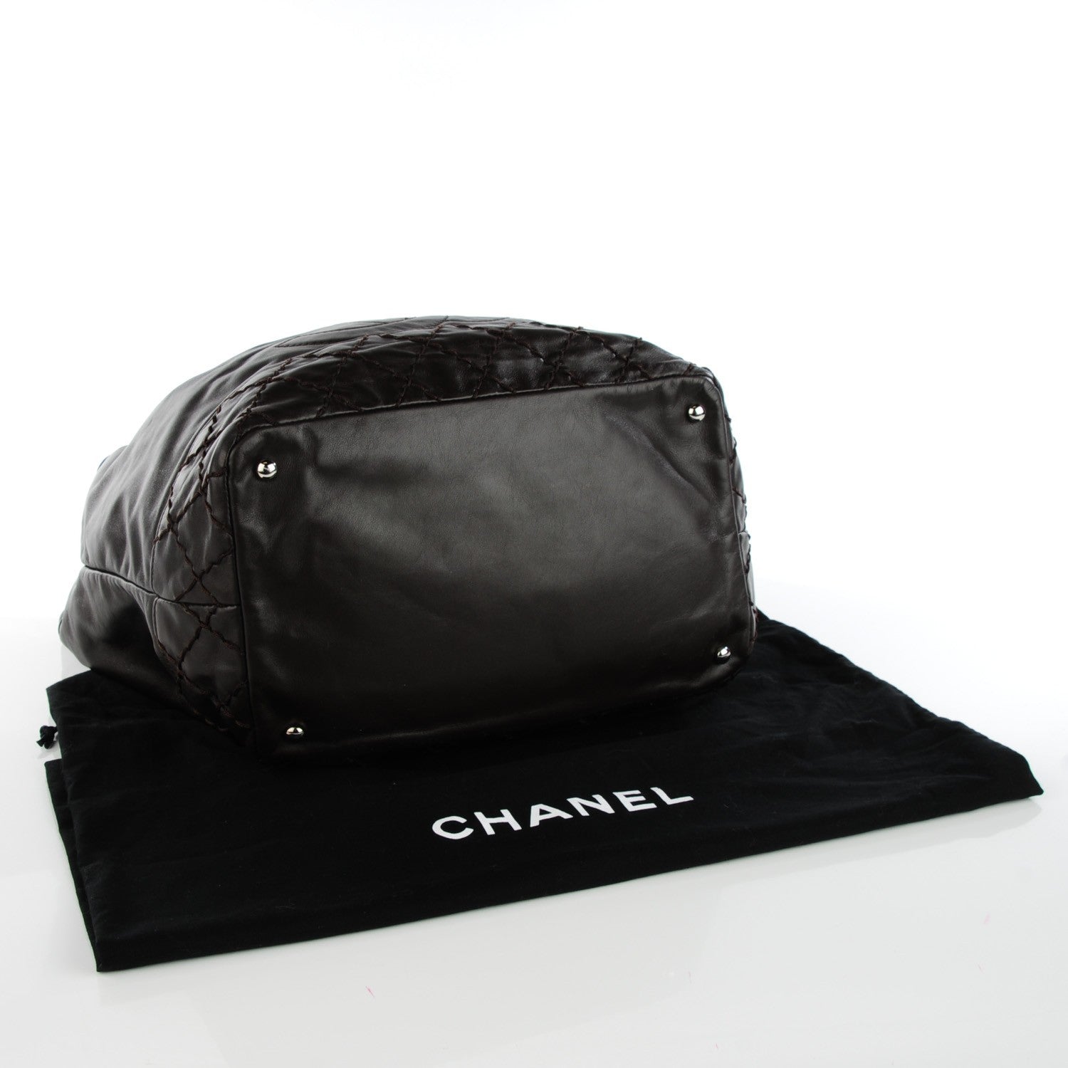 Chanel Calfskin Drawstring CC Bucket Bag Dark Brown 4 of 7
