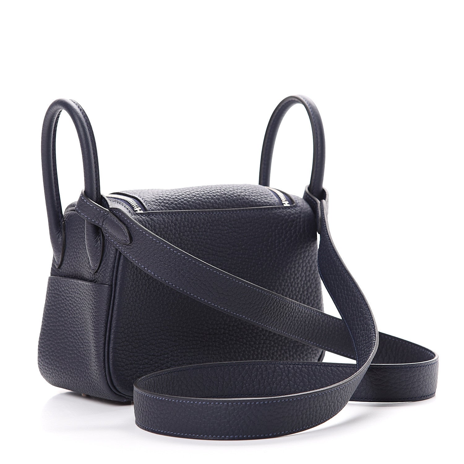 Hermes Taurillon Clemence Mini Lindy 20 Bleu Nuit 2 of 10