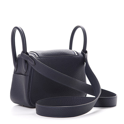 Hermes Taurillon Clemence Mini Lindy 20 Bleu Nuit 2 of 10